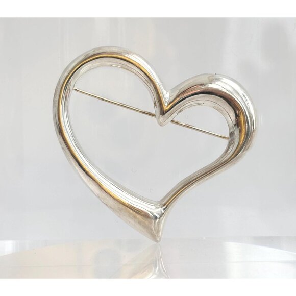 Heart Shaped Thai Made Vintage Oversized Freeform 925 Open Balloon Brooch - Picture 1 of 10